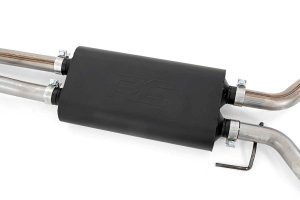 Toyota Tundra Performance Exhaust - Rear + Side Exit - Rough Country - Dual Cat-Back with Stainless Tips - Black - '09-'21